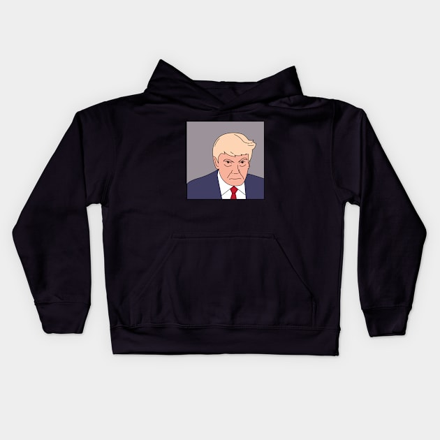 Trump Mugshot Cartoon Kids Hoodie by syahrilution